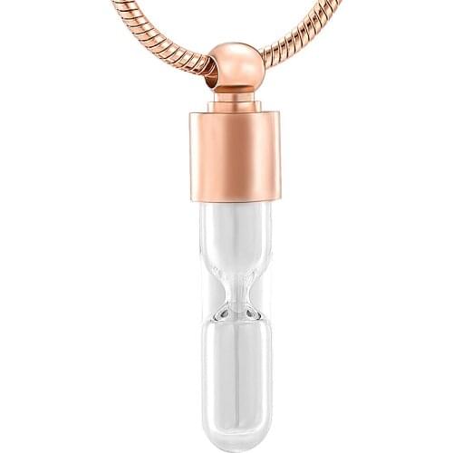 K10270 Eternal Hourglass Glass Cremation Jewelry for Ashes Pendant Holder Urns Stainless Steel Memorial Necklace for Men Women