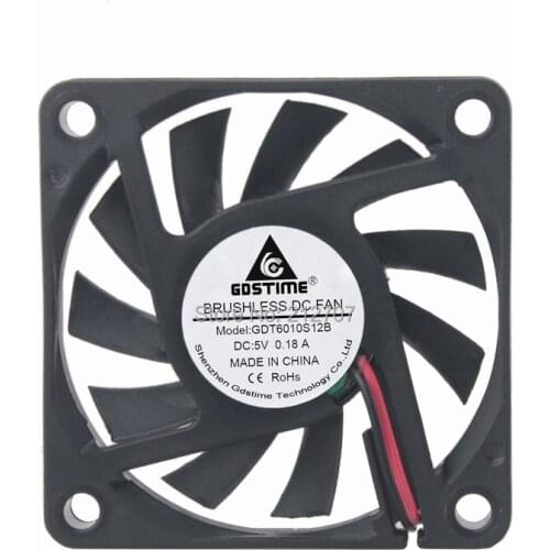 1 Piece Gdstime DC 5V 60mm 6010 60x60x10mm 6cm 2Pin Brushless Cooling Cooler Fan