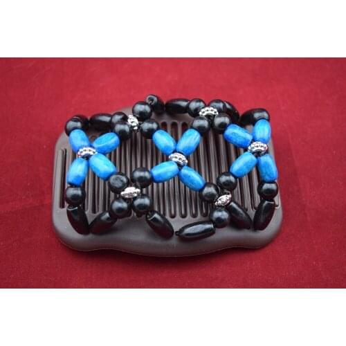 Blue Stretchy Beaded Double Magic Hair Combs Clip hairpins hair accessories for professional work lady 20 pcs/lot