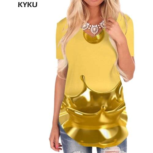 KYKU Psychedelic T-shirt women Abstract V-neck Tshirt Harajuku T-shirts 3d Art Tshirts Printed Womens Clothing Punk Rock Loose