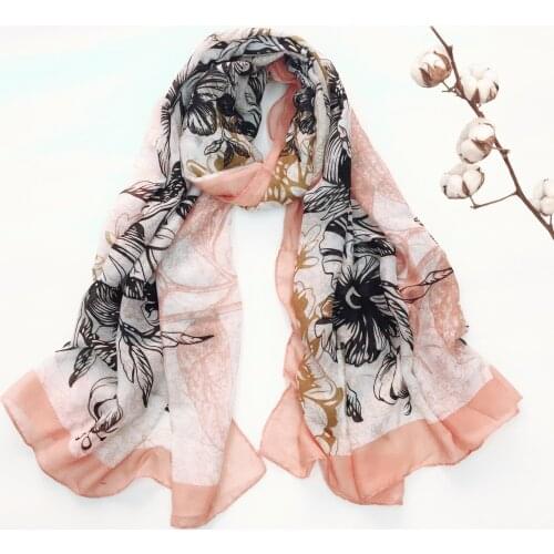 2019 New Women Cotton Flower Print Scarves Shawls Long Soft Blossom Fruit Print Wrap Scarf Hijab Echarpe 6 Color Free Shipping
