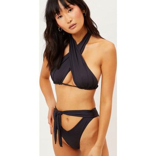 Swimwear Women Push Up Bikini Set 2021 New Arrival Summer Woman Sexy Two Piece Swimsuit Soild Color Swimwear Bandage Beachwear