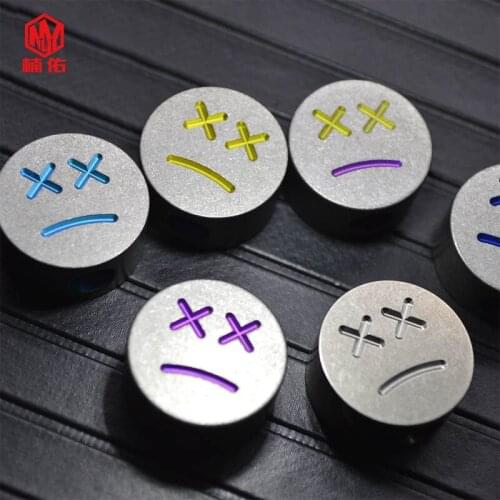 1PC EDC Paracord Beads Titanium Alloy Sad Face Umbrella Rope Cord Lanyard Pendants Knife Beads Outdoor Knife Accessories