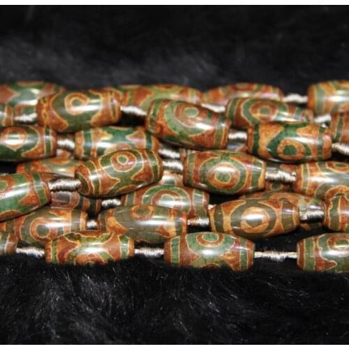 2strand Red and Green Eyes Mystical Old Necklace Beads 15.5inch Tibetan Dzi Beads Loose Gems Stone Beads Tibetan Gate Beads