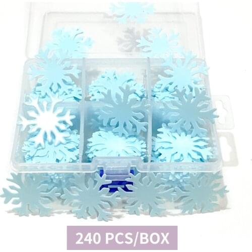 240pcs Edible White Snowflake Cake Decoration Mixed 3D Snowflake Glutinous Wafer Rice Paper Edible Snowflake Baking Decoration
