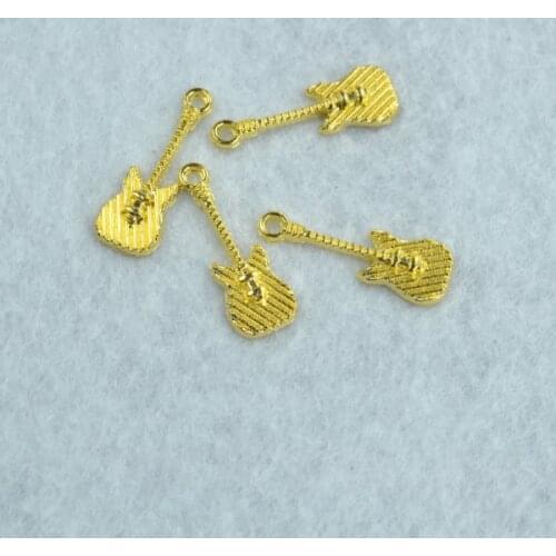 30pcs Gold color guitar Charms Necklace Pendant Bracelet Jewelry Making Handmade Crafts diy Supplies 25*9mm P105