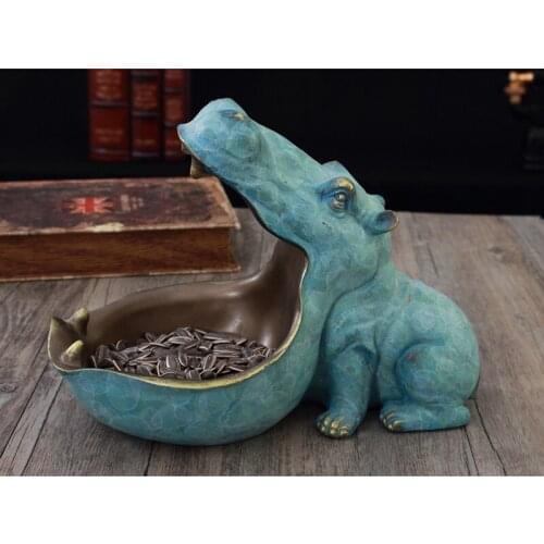 Abstract Hippopotamus Statue Decoration Resin Artware Sculpture Hippo Statue Decor Key Storage Tool Home Decoration