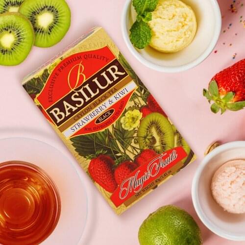 Free shipping Basilur Ceylon Magic Strawberry Kiwi Black Tea Tea Bags 20 Pieces Fruit Tea Tea Bags