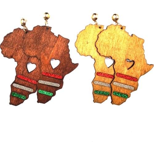 Free shipping! Handmade African map Wooden Earrings