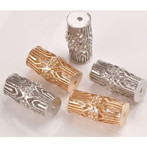 Dull Silver KC Gold Plated 17x32mm Column Shape Beads Spacers Jewelry Spacer Findings for Jewelry Making CATJ-008