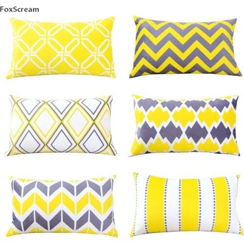 Striped decorative Pillows Case Yellow Grey Geometric Cushion Covers home decor Velvet Pillowcase throw pillows for sofa 45x45cm