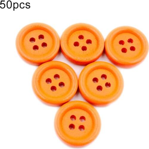 50Pcs 4 Holes Wooden Buttons DIY Clothes Sewing Accessory Scrapbooking Decor
