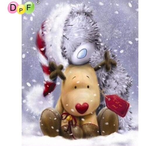 DPF Full square diamond DIY diamond embroidery Cubs and elk diamond painting Cross Stitch Rhinestone mosaic decor wall painting