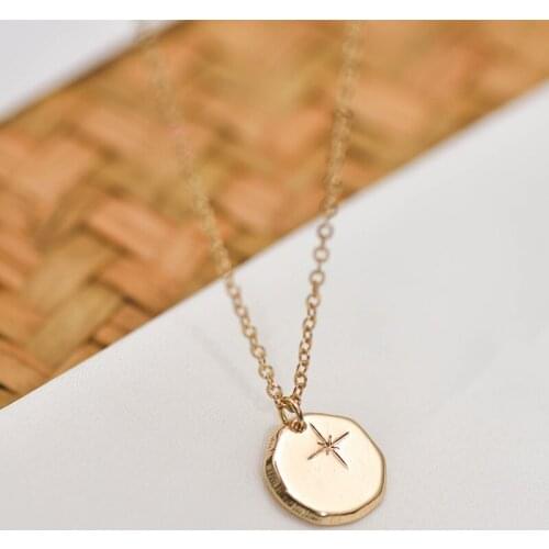 Fever&Free Trend Jewelry Shiny Gold Rune Pendant Necklaces Irregular Delicate Engrave Collar Necklace Classic Collier Femme Gift