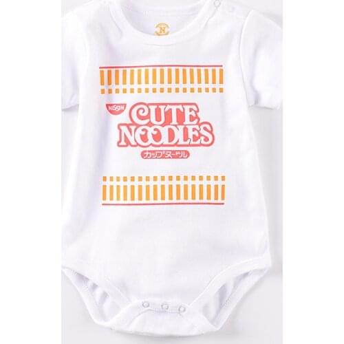 Unisex Baby Food Jumpsuit Costume Summer Short Sleeve Bodysuit Boys White Cotton Funny Cute Instant Noodles Outfit Clothes