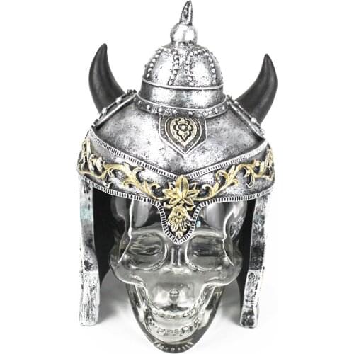 Cool Resin Skull Knight Decor with Horn Helmet Skull Head Vodka Creative bottle Glass Set Drinkware 400ml