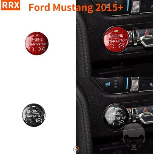 Car Ignition Engine Start Stop Button Cover For Mustang GT Real Carbon Fiber 2015 2016 2017 2018 2019 2020 Interior Accessories