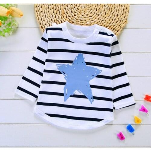 Summer Striped Boys Girls T Shirt 100% Cotton Toddler Kids Long Sleeve Tops Tees Children Clothing Baby Pajamas