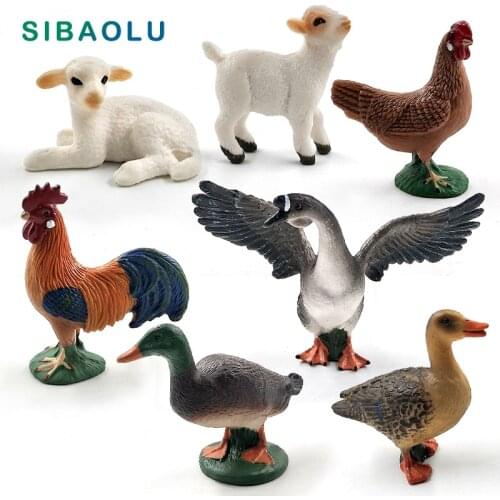Little Lamb Swan Cock Hen Animal model Rooster Chicken sheep figurine home decor miniature fairy garden decoration accessories