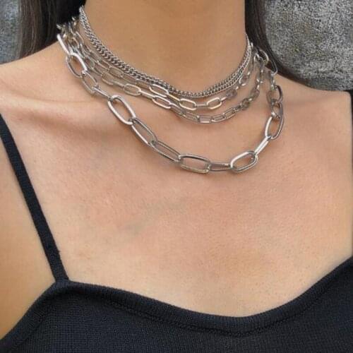 Fashion Multilayer Metal Necklace Individual Woman Punk Mix And Match Clavicle Chain Delicate Sweater Chain 2021 Jewelry Gifts