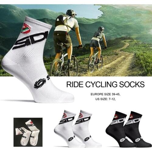 New Cycling Socks Letter Stocking Men Sports Mid-calf Length Sock Outdoor Black White Breathable Road Bikes Socks