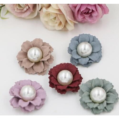 Newest Treny Pearls Core Handmade Rose Flowers Shape Fashion Hair Accessories Diy Jewelry garments headdress decorative Florals