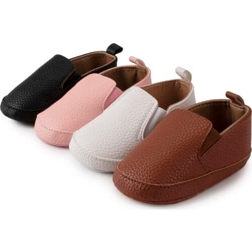 New Baby Shoes 4-colors Fashion Casual Soft-sole Non-slip PU Leather Cotton Toddler First Walkers Crib Shoes 0-18month