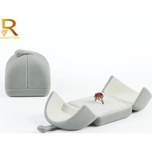 Wholesales double button velvet ring box jewelry box factory direct high-grade flannel double open jewelry box for ring display