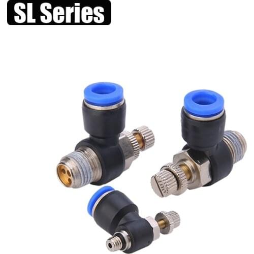 Pneumatic Throttle Valve 4 6 8 10 12mm OD Hose Tube 1/8" 1/4" 3/8" 1/2" Male Thread Air Flow Speed Control Valve Quick Fitting