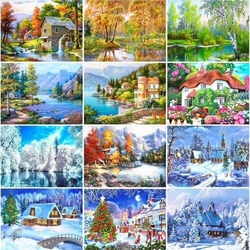 Full Square Diamond Painting Winter Cross Stitch 5D Embroidery Sale Scenery Rhinestones Diy Home Decor Gift Needlework Jq516