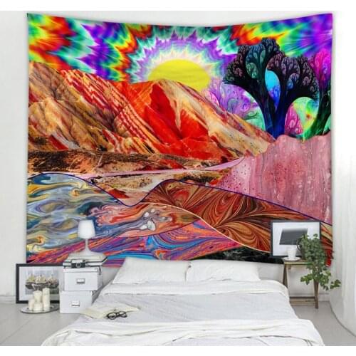 Psychedelic Abstract Tapestry Art Deco Blanket Curtain Hanging Bedroom Living Room Decoration Hippie Tripi Mountain Tapestry