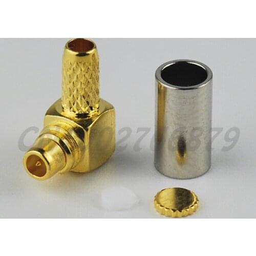 100pcs RF electrical wire terminal connector MMCX Crimp Plug Right Angle male connector for coaxial cable RG316 RG174 LMR100