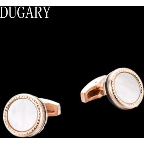 DUGARY Luxury shirt cufflinks for mens Brand cuff buttons cuff links gemelos round crystal wedding abotoaduras Jewelry