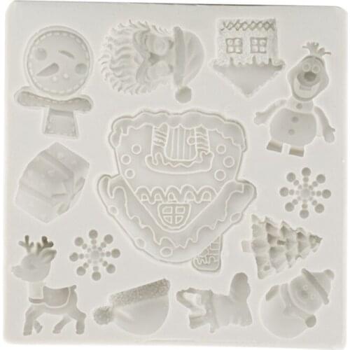 Christmas Tree Santa Snowman Silicone Mold Christmas Decoration Fondant Cake Mold DIY Chocolate Biscuit Mold Kitchen Bakeware