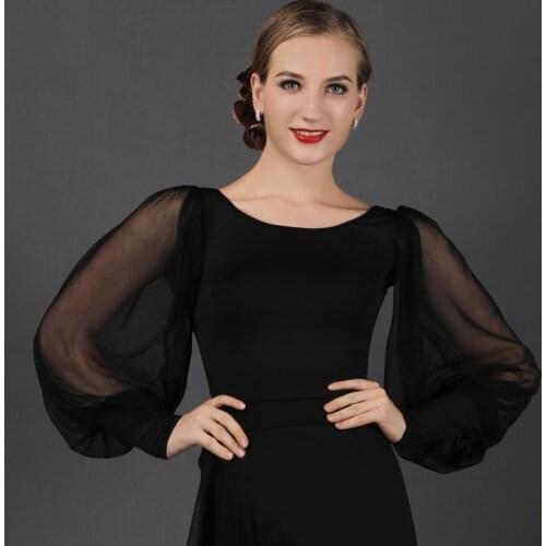 Mesh Ballroom Dance Tops Women Designer Clothes Salsa Dance Outfit Latin Practice Wear Stage Costume Waltz Dancewear DL7444