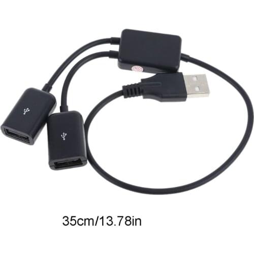 USB OTG Hub Cable High Speed USB 2.0 Male to Double Female Plug Adapter Converter Cord Line Wire