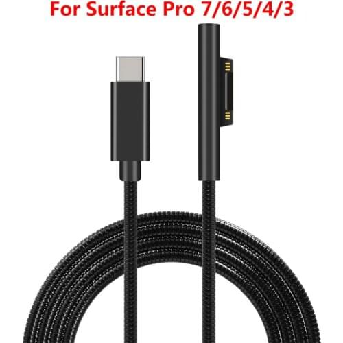 1.5m Usb Type-C Power Supply Charger Adapter 15v 3A Pd Fast Charging Cable For Microsoft- Surface Pro 3 4 5 6 7