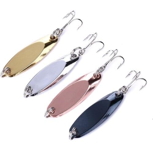 4pcs Metal Spoon jigging Spinner Wobbler Fishing Lure 4cm 7g Slice bait Treble Hooks Rattling and vib for winter Fishing Tackle