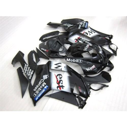 High quality fairings set for Kawasaki Ninja 636 ZX6R 2007 2008 bodywork ZX-6R 07 08 white black West fairing kits NS36