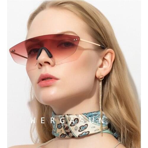 WERGASUN NEW Fashion Rimless Sunglasses Women Luxury Oversized Sun Glasses for Men Twin Beam Vintage Retro Sunglass UV400