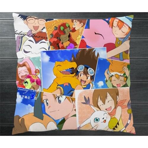 Digimon Adventure Tri Digital Monster Two Side 40x40cm Pillowcase Pillow Case Cover Cosplay Manga Gift BED/SOFA/CAR Decor New P5