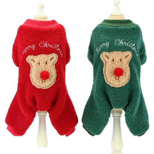 Pet Dog Christmas Day Clothes, 2020 Autumn and Winter Pet Clothes, New Christmas Four-Legged Quilted Cotton Cloth Dog Halloween