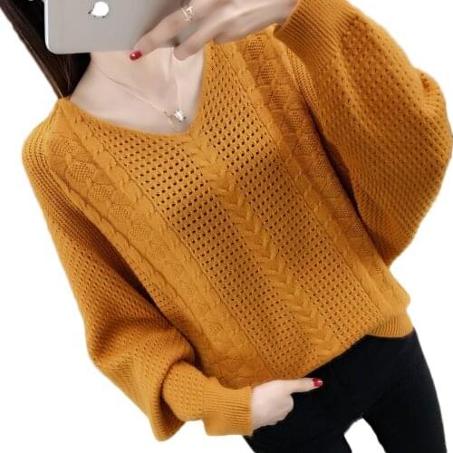 New V Neck Womens Sweaters Spring Summer Hollow Out Pullovers Knitt Jumper Thin Loose Batwing Sleeve Pullover Female Tops 1023
