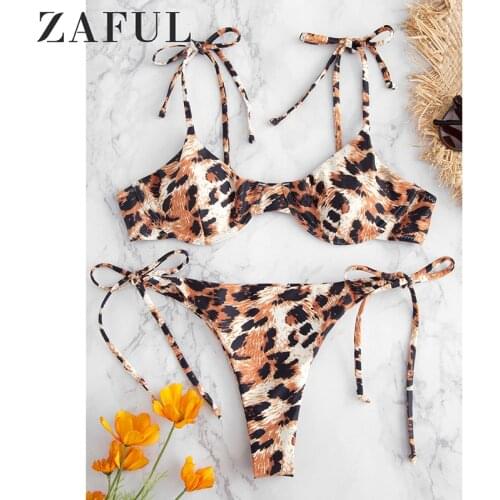 ZAFUL Bikinis 2019 Mujer Biquini Maillot De Bain Femme Bathing Suit Women Sexy Leopard Print Swimsuit Swimwear Bikini Push Up