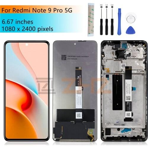 For Xiaomi Redmi Note 9 Pro 5G LCD Display Touch screen Digitizer Assembly With Frame For Redmi Note 9 Pro 5g screen Replacement