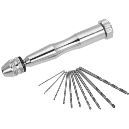 1SET 0.3-3.5 White large trumpeter Hand Drill 0.3-3.5mm and 10pcs high-speed Steel Twist Drill