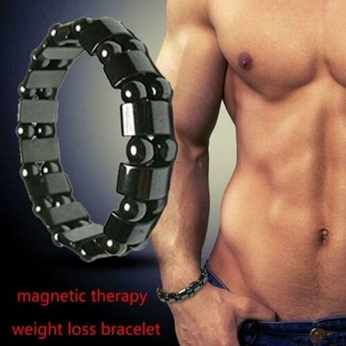 1Pc Adjustable Weight Loss Round Black Stone Magnetic Therapy Bracelet Health Care Luxury Slimming Product