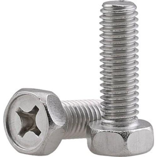 2pcs M8 304 Stainless steel Phillips screw pocket hex head bolt Hexagon screws 12mm-60mm Length