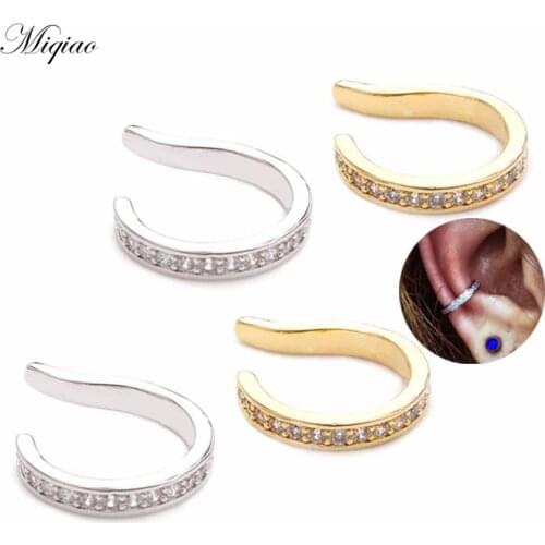 Miqiao 2pcs European and American Creative Simple Zircon U-shaped Ear Clips