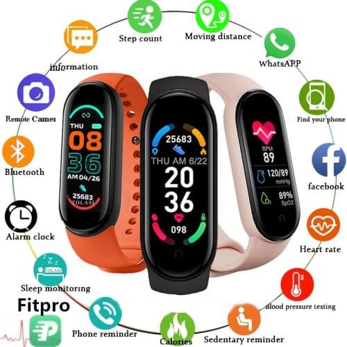 2021M6 Sport Pedometer Fitness Tracker Smart Watch Heart Rate Blood Pressure Monitor Bluetooth Bracelets Men Women Smart Band